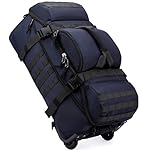 80L Wheeled Duffel Backpack Rolling Travel Bag Water Resistant Holdall with Hidden Straps Heavy Duty Foldable Sports Duffel Bag for Overnight Camping Beach Business Trip Storage (Blue,Wheeled)