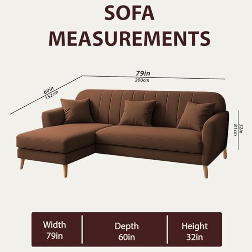 Image of Atticus LHS 4 Seater L Shape Sofa Set for Living Room (Brown Fabric) Premium Fabric Sofa Set