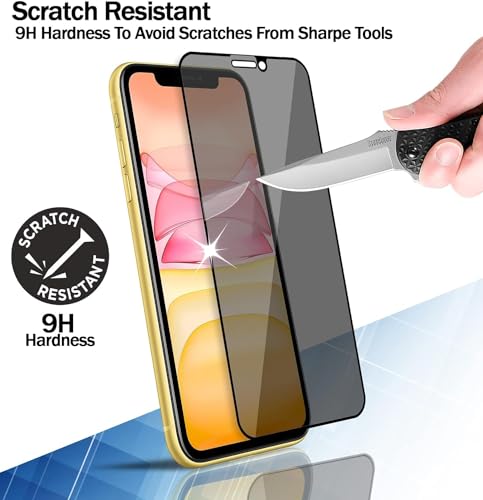 Image of Privacy Screen Protector for iPhone 11 Pro /X /XS - Pack of 2, 9H Tempered Glass, Anti-Spy, Anti-Fingerprint, Face ID Compatible, Easy Installation, Case Friendly, 5.8-Inch