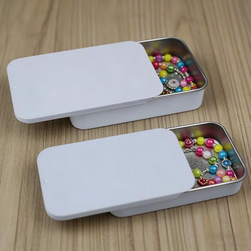 Image of Goodma 24-Pack Slide Top Rectangular Metal Tin Containers, White