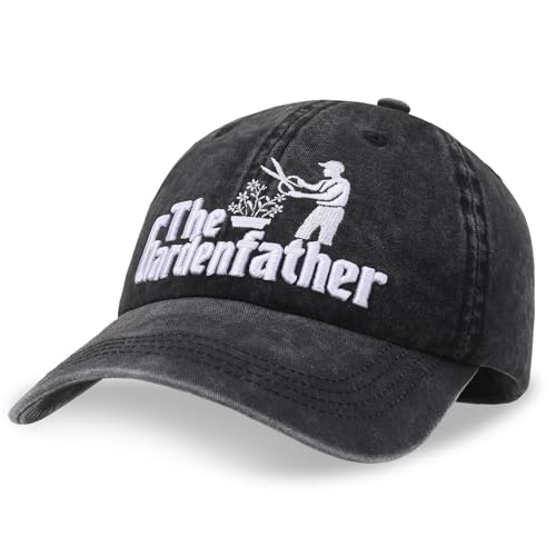 Zhamate Gardening Gifts for Men, Adjustable Cotton Baseball Cap with Gift Box for Plant Lovers Black