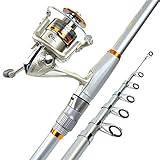 1. material preferido: la caña de pescar está hecho de carbono de alta densidad, resistente y duradero.Carrete de pesca de metal, exquisito y duradero.La mano y el mar de doble uso, fuerte y no es fácil de romper.