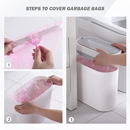 Image of ELPHECO Bathroom Trash Can with lid - Waterproof Sensor Trash Bin, 10 Liter Motion Sensor Trash Can, Slim Garbage Bin Bathroom Decor (White, 2 + 2.5 Gallon)