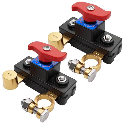 2 Pcs Universal Car Battery Disconnect Switch & Battery Cut Off Switch Adjustable Manual Battery Kill Switch(Pure Copper) Suitable for Most 12V-24V Batteries