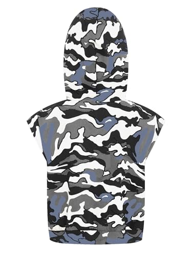 Kids Boys Girls Fashionable Camouflage Hooded Sleeveless Top Loose Fit For Dance Sports Summer2