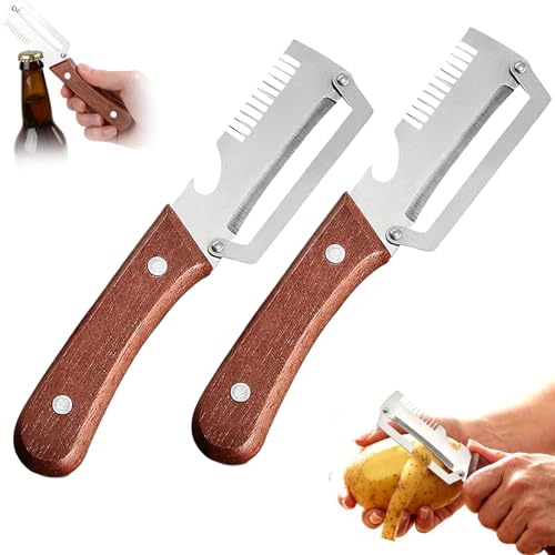 NEW Premium Vegetable Peeler with Wooden Handle and Bottle Opener: 2-in-1 Stainless Steel Kitchen Tool for Fruit Apple Potato Pumpkin Papaya 2Pcs product thumbnail 10