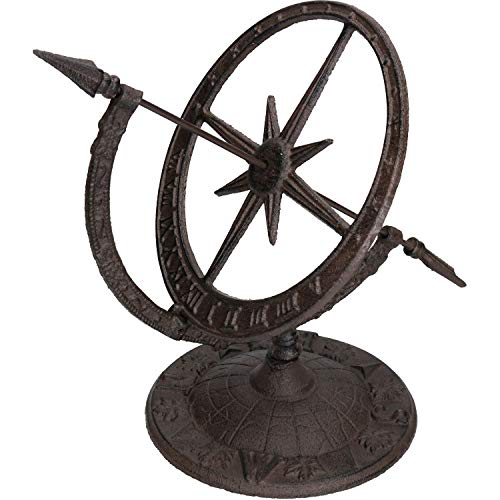 AB Tools Armillary Sundial Ornament Cast Iron Garden Feature Statue Clock Metal Compass