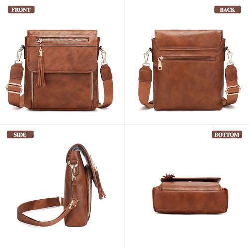 Image of UBAYMAX Leather Crossbody Purses for Women, Trendy Vegan Crossbody Bags Hobo Purses Bag Shoulder With Adjustable Guitar Strap