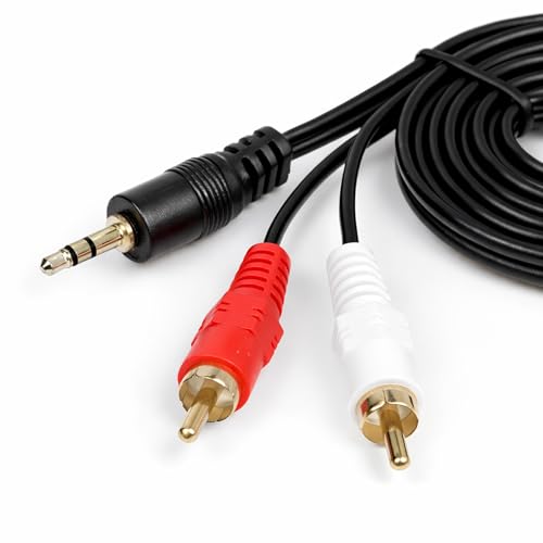 BOULTON RCA to 3.5mm Aux Cable - 1.5m - Phono Mini Jack Stereo Lead - Phono to 3.5mm Jack Adapter Lead - RCA to Audio Wire for Headphone Wire Adaptor Cables Red and White Aux Audio Splitter