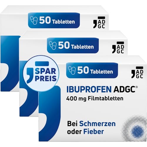 IBUPROFEN ADGC 400mg Set 3x 50 Stück - gegen leichte bis mäßige Schmerzen wie Kopfschmerzen Zahnschmerzen und Regelschmerzen sowie Fieber