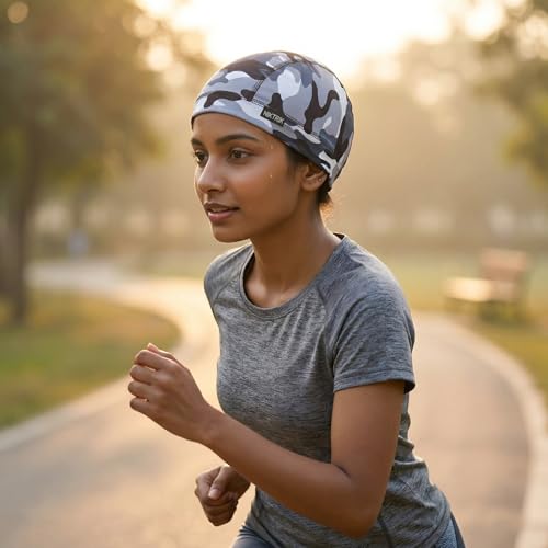 Image of Unisex Helmet Skull Cap for Bikers & Cyclists, Polyester Head Cap, Hair Inner Helmet Cap for Men, Sweat Cooling Beanie Cap, Skull Mask for Summer, Bike Accessories