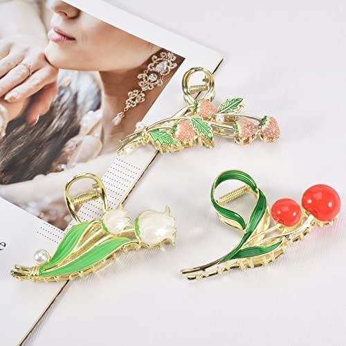 Yonchic 3-Piece Floral Metal Hair Clips, Tulip Orchids Sunflower Hair Claw For Thin/Medium Thick Hair Claws, Elegant Barrettes Strong Hold Hair Clamps Non Slip Cute Hair Catch Clip Accessories #TOP4