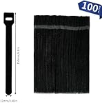 100Pk15.5cm Black Hook&Loop Cable Ties for Home Office Data Center