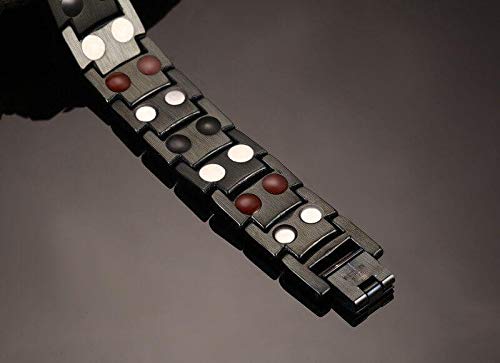 Pulseira Bracelete Magnética de Aço Inox Titânio - Preta