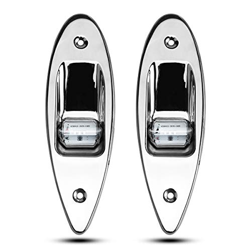 Image of TIKSCIENCE Boat Navigation Lights 12V LED Flush Mount Shark Eye Bow Lights | Waterproof Red & Green for Pontoon, Skiff & Fishing Boats