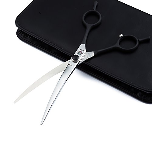 Dream Reach Professional 7.0 Inch Twin Tail Curved Blade Pet Grooming Scissors Dog Hair Cutting Shears with Bag (Down-Curved Scissors)