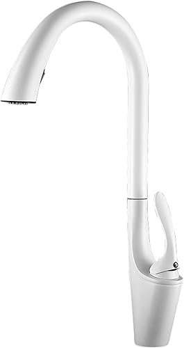 Kitchen Faucet with Pull Down Sprayer Brass Pull Out Kitchen Faucets Commercial Modern White Kitchen Sink Faucet Hot and Cold Water Deck Mounted