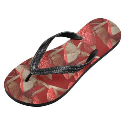 Flip Flop Sandals Red Mushrooms Print for Women Men Beach Outdoor XS2