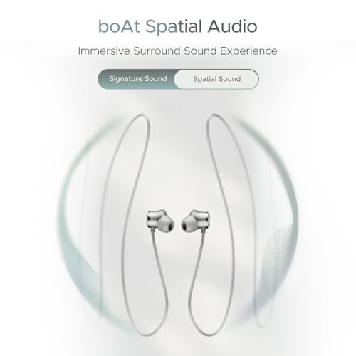 Image of Boat Rockerz 255 Z Plus,AI-Enx Tech,Spatial Audio,50HRS Battery,Low Latency Mode,Fast Charge,App Support,IPX4,GFPS,BT V5.3,Bluetooth Neckband,Wireless with Mic in Ear Earphones (Slate Grey)