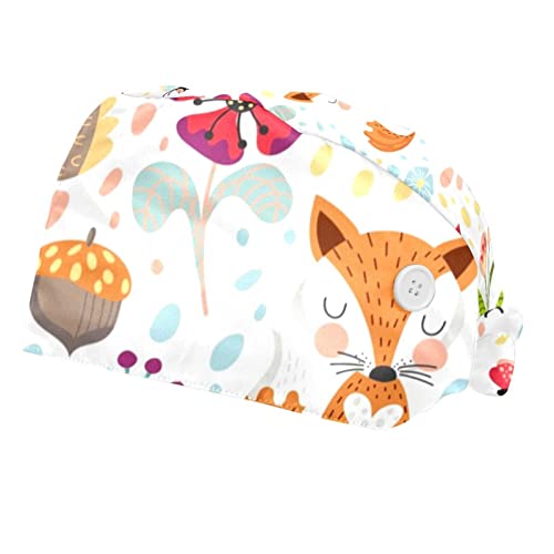 Chapeaux de travail unisexe avec motifs ours et renard cerf, lot de 2 casquettes réglables