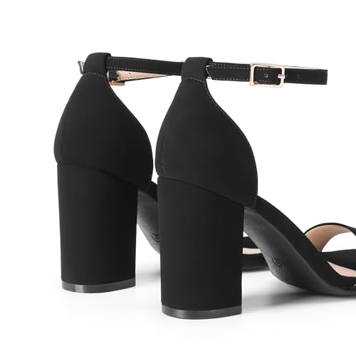 Image of DREAM PAIRS Heels for Women Chunky Block Heel Open Toe Ankle Strap 3.5 Inch Heeled Sandals for Party Date Wedding