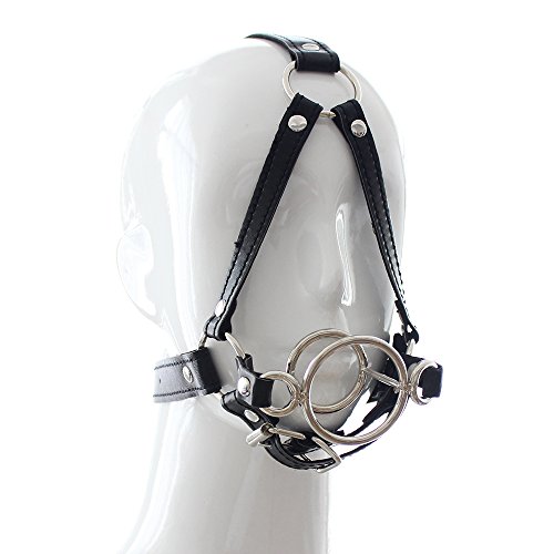 RTNPKLA Bâillon buccal à double anneau, bâillon buccal SM, jeu de gorge profonde, jouet sexuel de bondage, bâillon de retenue, jouets sexuels for hommes, femmes et couples(Schwarz)