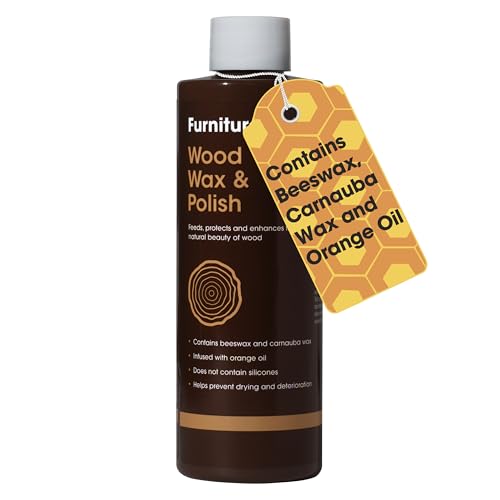 Furniture Clinic Natural Wood Wax & Wood Polish – Beeswax Polish for Wood With Added Orange Oil & Carnauba Wax – Clear Finish for Finished & Unfinished Wood – Wood Polish For Furniture & More – 250ml