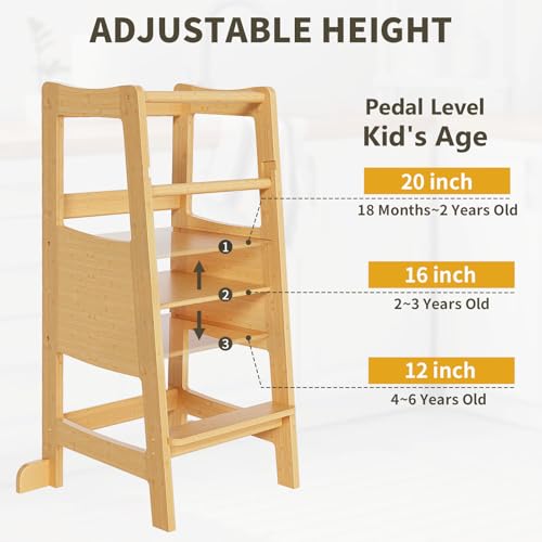 Toddler-Standing-Tower-Toddler-Step-Stool-with-Safety-Rail-3-Heights-Adjustable-Learning-Standing-Stool-Wide-Platform-Design-Toddler-Step-Stool-Toddler-Standing-Step-Stool-for-Kids Toddler Standing Tower Toddler Step Stool with Safety Rail 3 Heights Adjustable Learning Standing Stool Wide Platform Design Toddler Step Stool Toddler Standing Step Stool for Kids