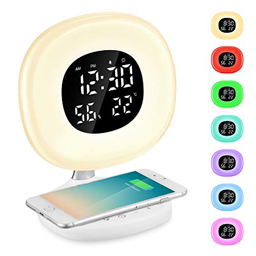 DFCHT Wake Up Light Alarm Clock,LED Alarm Clock, Wireless Billiards Clock with Dawn