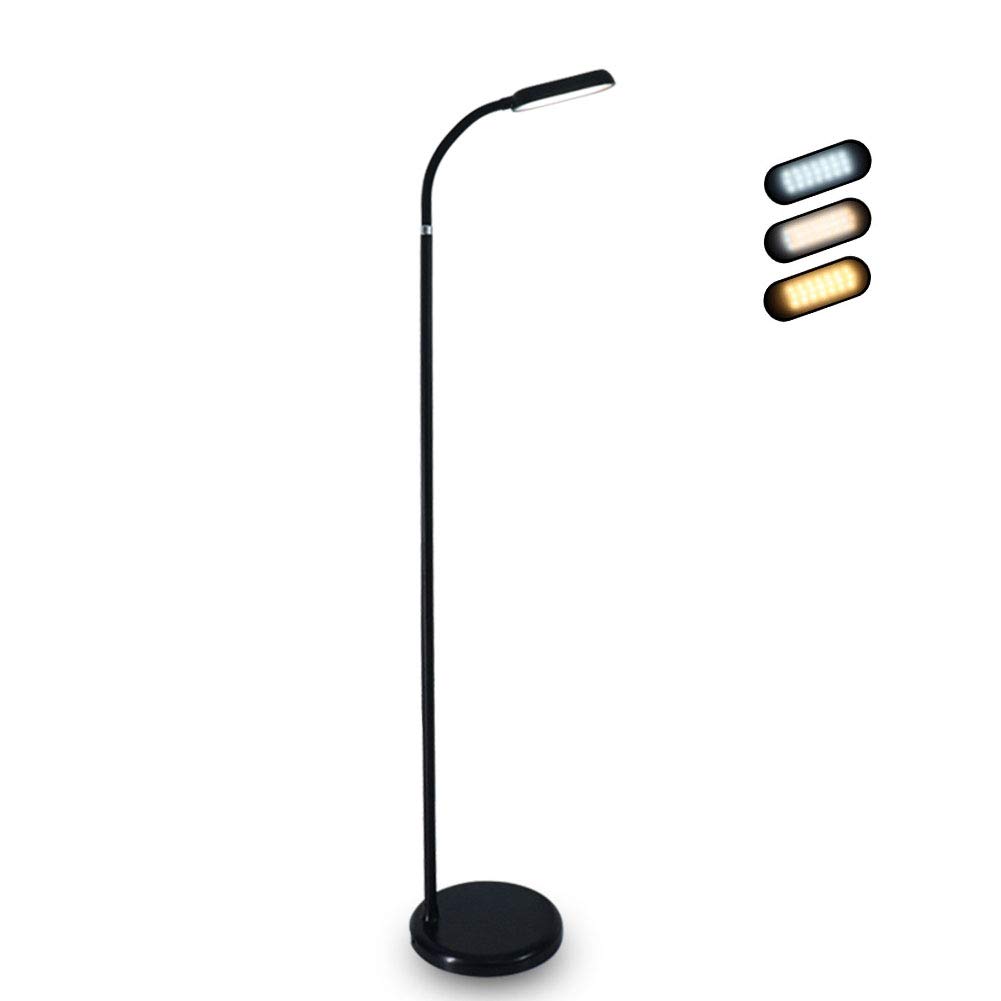 Aolyty 48in Black Recharge LED Standing Floor Moveable Lamp Dimmable White Light Eyes Protect with Adjustable Gooseneck Touch Control (Black)