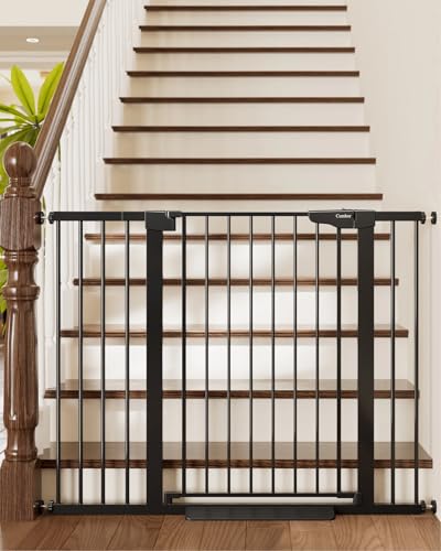 Image of Cumbor 36" Extra Tall Baby Gate for Stairs, 29.7-48" Wide Dog Gates for Doorways, Auto Close Safety Gate for Babies and Pets, Easy Install, Pressure Mounted, Fits Doorways, Stairs, Entryways, Black