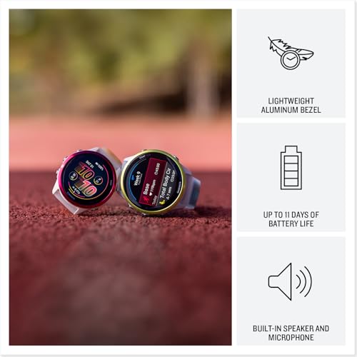 Image of Garmin Forerunner 570, 47mm, Advanced GPS Running and Triathlon Smartwatch, AMOLED Display, Training and Recovery Features, Amp Yellow Aluminum with Translucent Whitestone /Turquoise Band