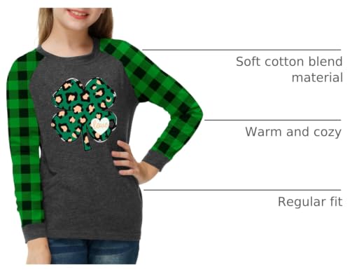 Image of Remimi Girls Thanksgiving Shirts Buffalo Plaid Raglan Tee Cute Turkey Holiday Party Long Sleeve Tshirt 5-14 Years