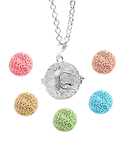 Diffuseur Huiles Essentielles Colliers,Bijoux Aromathérapie Pendentif Arbre De La Vie Collier Aromatherapie Femme Sautoir Femme Fantaisie avec 5 pierres de...