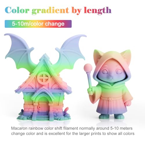 Image of LOVOON Rainbow Gradient 3D Printing PLA Filament 1.75mm Color Shift by Length Multicolor Changing Filament Matte Blue /Green /Pink /Purple /Orange, Fit Most 3D Printer&Pen,1KG(2.2lbs) /Spool