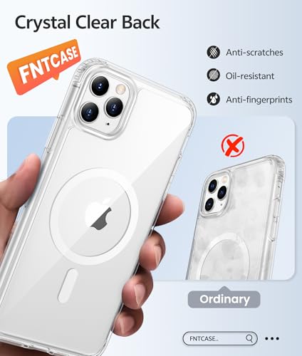 Image of FNTCASE for iPhone 11 Pro Case: [Compatible with Magsafe] Anti Yellowing Transparent Clear Magnetic Phone Cover - Military Grade Shockproof Drop Proof Protective for iPhone 11Pro 2019 Cases - Clear