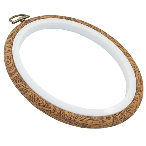 Image of Marvexi 5Pcs Oval Embroidery Hoops 4.3 inchx5.3 inch, Vintage Cute Faux Wood