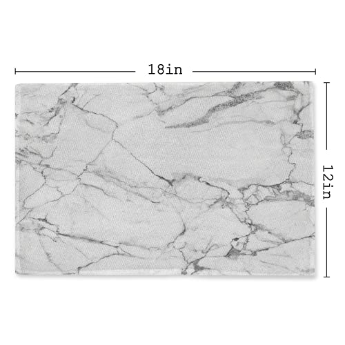 Elegant Placemats Set Of 4 For Christmas/Thanksgiving Dining Table Washable Woven Linen Placemat Non-Slip Heat Resistant Kitchen Table Mats Easy To Clean (Black And White Marble) #TOP2