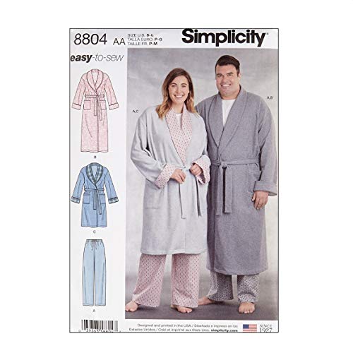 Simply Creative Group Simplicity 8804 Women's and Men's Robe and Pants AA (Sizes S-M-L) Multi