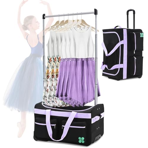 Image of NAIZEA Dance Bag With Garment Rack, 27 Inch Dance Competition Bag Garment Duffel Bag For Competition Events, Rolling Garment Bag Travel Dance Bag for Girls Boys, Black