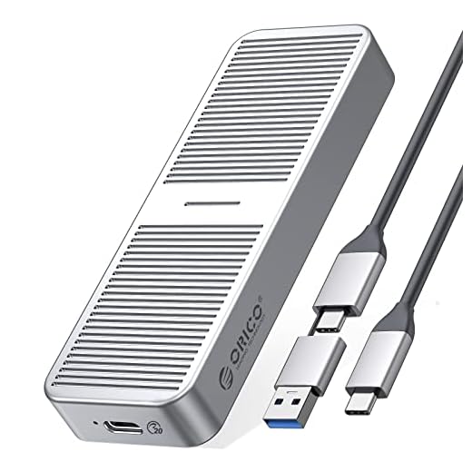 ORICO Gabinete SSD M.2 NVMe de alumínio atualizado de 20 Gbps para USB C 3.2/3.1 geração 2 para M2 NVMe PCI-E M-Key SSD adaptador externo suporta UASP Trim Smart (compatível com NVMe SSDs 2230/2242/2260/2280) -M223-Prata