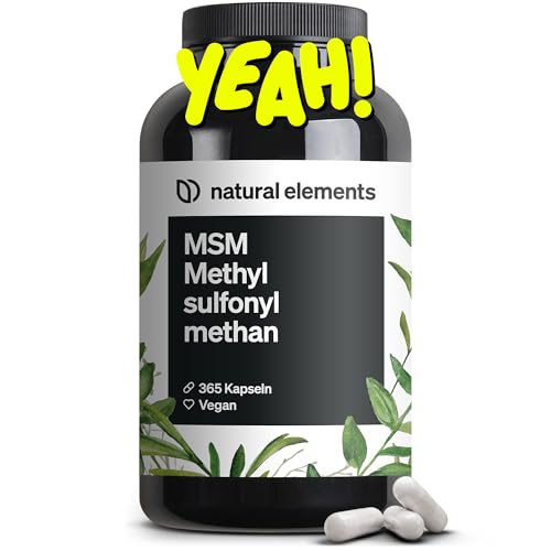 MSM Kapseln - 365 vegane Kapseln - Laborgeprüfte 1600mg Methylsulfonylmethan (MSM) Pulver pro Tagesdosis - Ohne Magnesiumstearat, hochdosiert und in Deutschland produziert