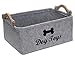 Morezi Cesta de Juguete de Perro de Fieltro,Mango de Madera.Adecuado para Juguetes de Perros de Almacenamiento,Juguetes de Gatos,Ropa para Perros y Otras Suministros para Mascotas-Perro-Claro Gris
