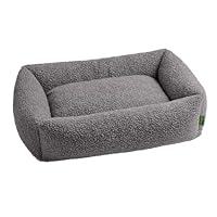 HUNTER Hondenbank KUMARA, kleur: grijs, knuffelig zachte teddy pluche antislip onderkant, omkeerbaar binnenkussen, trendy, royale vulling, overtrek machinewasbaar, afmetingen: 60 x 40 cm