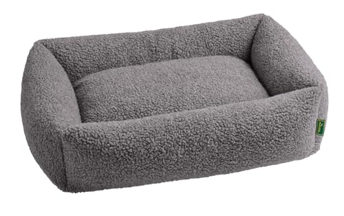HUNTER Divano per Cani KUMARA, Colore Grigio, Morbido Peluche con Fondo Antiscivolo, Cuscino Interno Reversibile, Imbottitura alla Moda, Fodera Lavabile in Lavatrice, Dimensioni: 80 x 60 cm