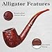 Savinelli Alligator Collection - Hand Stained Italian Wood Pipes, Collectible Briar Pipe Handmade in Italy, Red 606 KS