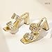 IDIFU Gold Heels Square Open Toe Double Buckle Slip On Chunky Low Block Short Heel Sandals for Women Summer Trendy Comfortable Fashion Evening Dress Shoes Thick Slide Mule Heels(Gold Pu, 9.5)