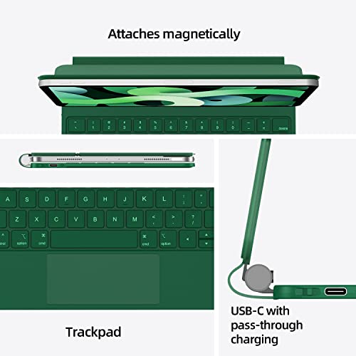Hou Magnetic Floating Keyboard Case For Ipad Pro 12.9 (6Th Generation 2022), Slim Keyboard Cover With Multi-Touch, Soft White Backlight For Ipad Pro 12.9 5Th (2021), 4Th (2020), 3Rd (2018) Gen, Green #TOP4