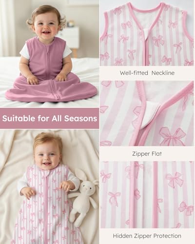 Image of Yoofoss Baby Sleep Sack 6-12 Months Wearable Blanket for Babies 100% Organic Cotton 2-Way Zipper TOG 0.5 Toddler Sleeping Sack 3 Pack, Comfy Lightweight Sleep Sacks