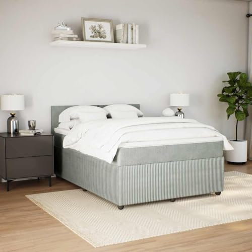lattenroste kopfteil Bett metallbett betten, bettrahmen Boxspringbett mit Matratze Blau 200x200 cm StoffGeeignet für Schlafzimmer – Bild 4